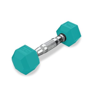 SVRG. Hexagonal Dumbbell Turquoise - Rubber Dumbbell Dumble Barbell