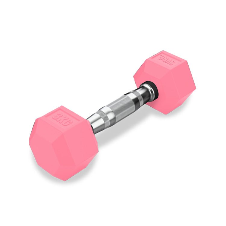SVRG.  Hexagonal Dumbbell Pink - Rubber Dumbell Dumble Barbell