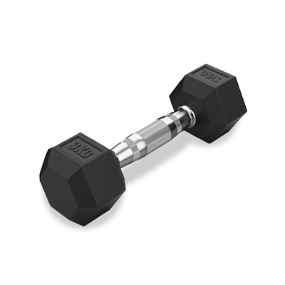 Hexa Rubber Dumbbell Black - Rubber Dumbbell Dumble Barbell