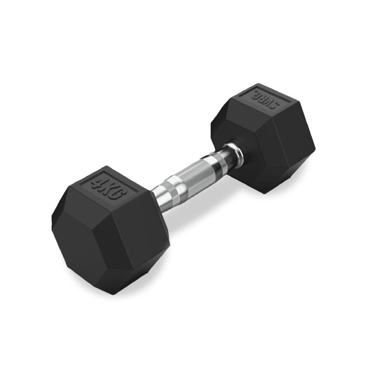 Hexa Rubber Dumbbell Black - Rubber Dumbbell Dumble Barbell