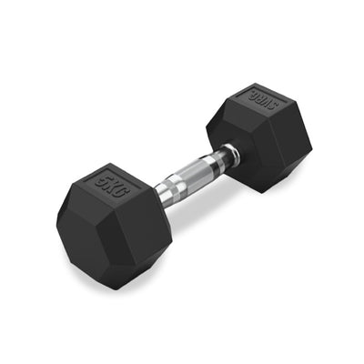 Hexa Rubber Dumbbell Black - Rubber Dumbbell Dumble Barbell