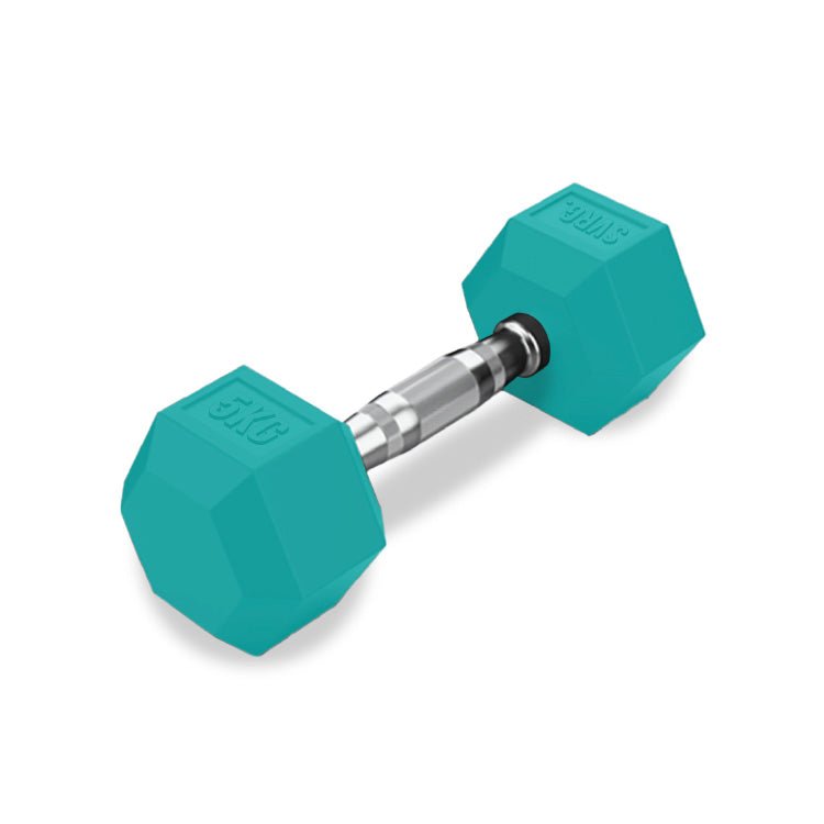 SVRG. Hexagonal Dumbbell Turquoise - Rubber Dumbbell Dumble Barbell