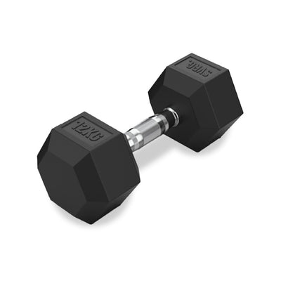 Hexa Rubber Dumbbell Black - Rubber Dumbbell Dumble Barbell