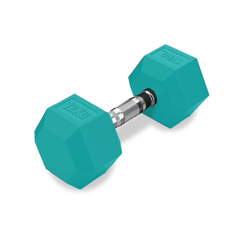 SVRG. Hexagonal Dumbbell Turquoise - Rubber Dumbbell Dumble Barbell