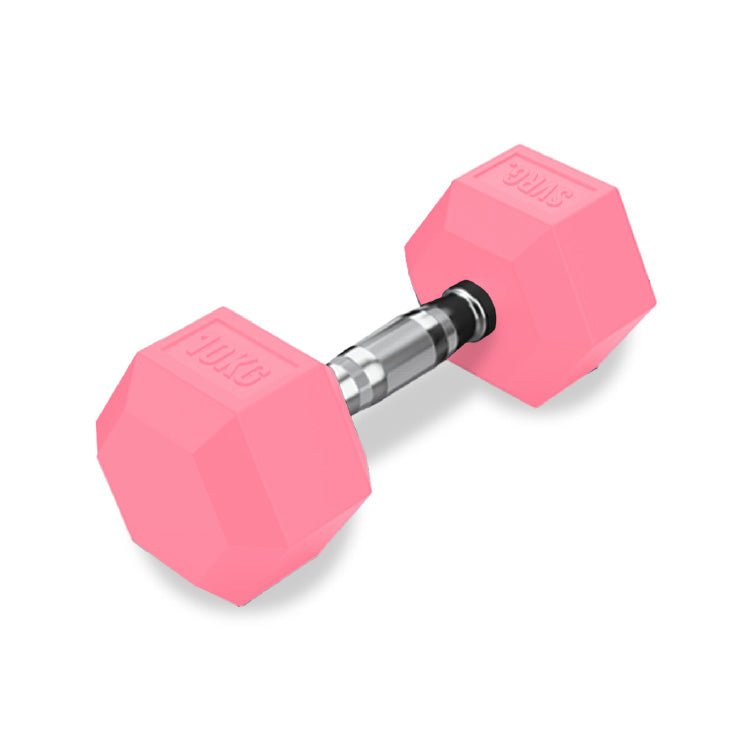 SVRG.  Hexagonal Dumbbell Pink - Rubber Dumbell Dumble Barbell