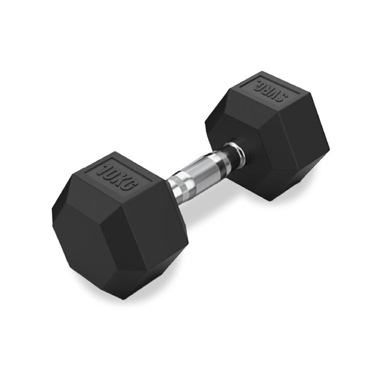 Hexa Rubber Dumbbell Black - Rubber Dumbbell Dumble Barbell