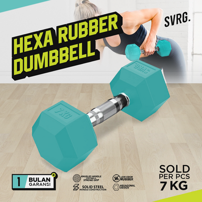 Hexa Rubber Dumbbell Turquoise