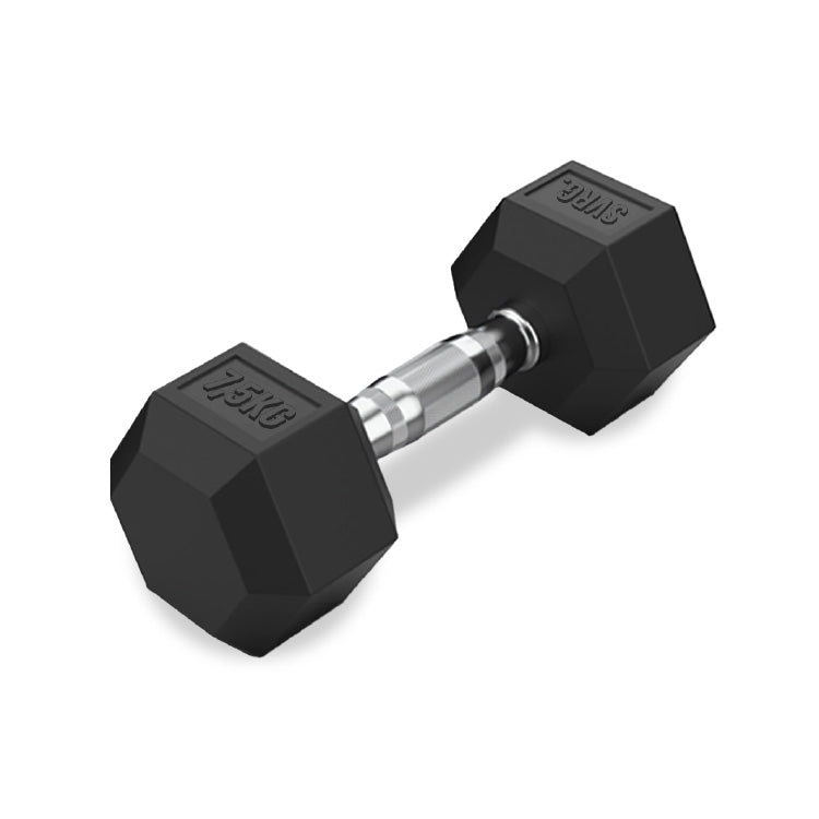 Hexa Rubber Dumbbell Black - Rubber Dumbbell Dumble Barbell