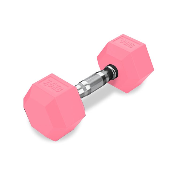 SVRG.  Hexagonal Dumbbell Pink - Rubber Dumbell Dumble Barbell