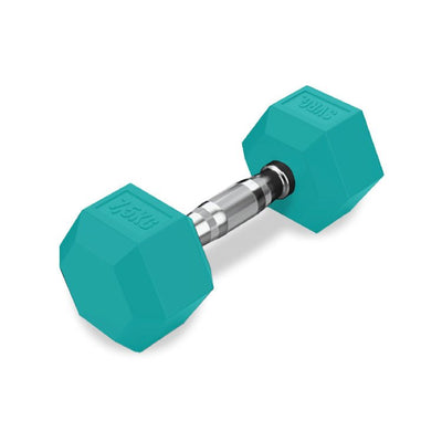 SVRG. Hexagonal Dumbbell Turquoise - Rubber Dumbbell Dumble Barbell