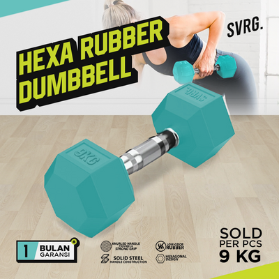 Hexa Rubber Dumbbell Turquoise