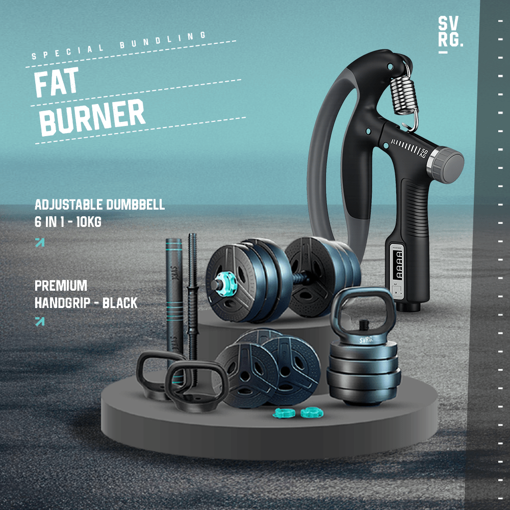 SVRG Fat Burner Pack | Adjustable Dumbbell 10kg & Handgrip | Home Workout Fitness Equipment