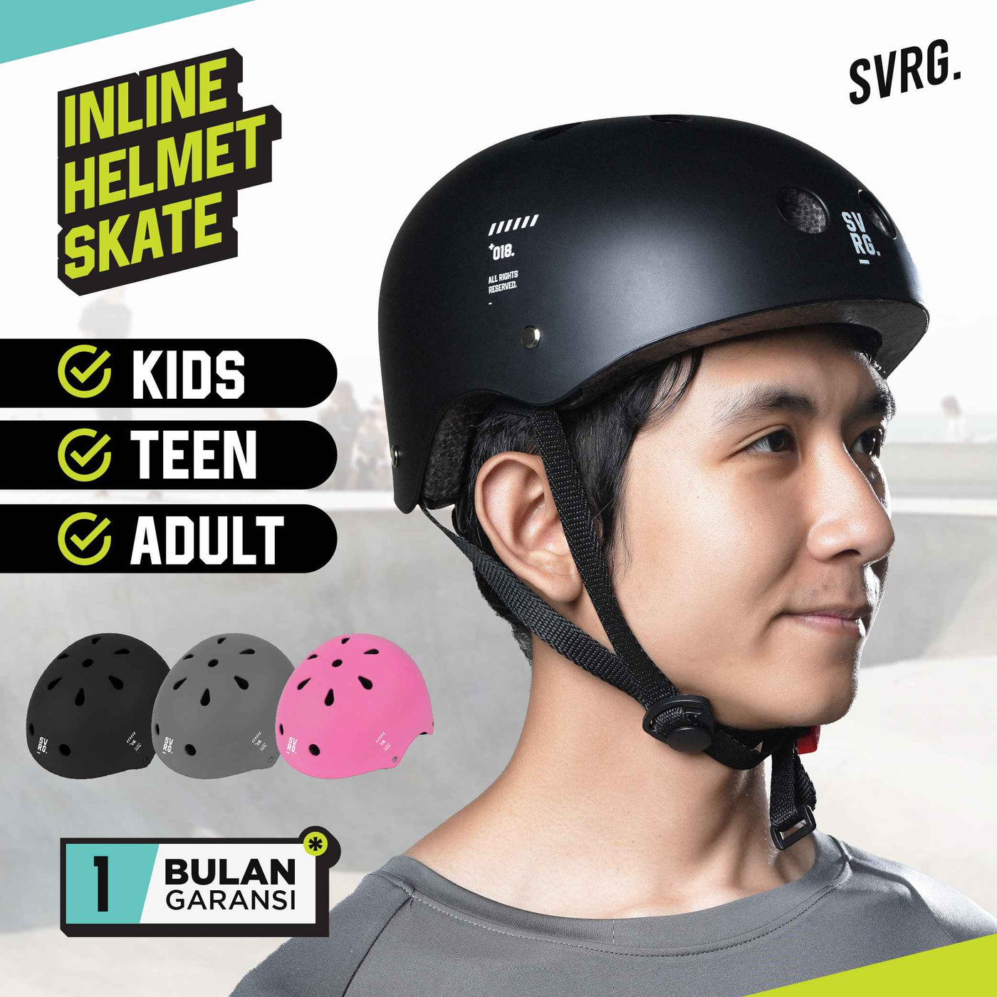 Inline Skate Helmet - SVRG - Helm Roller - Skate Board BMX Scooter Skuter - Helm Anak