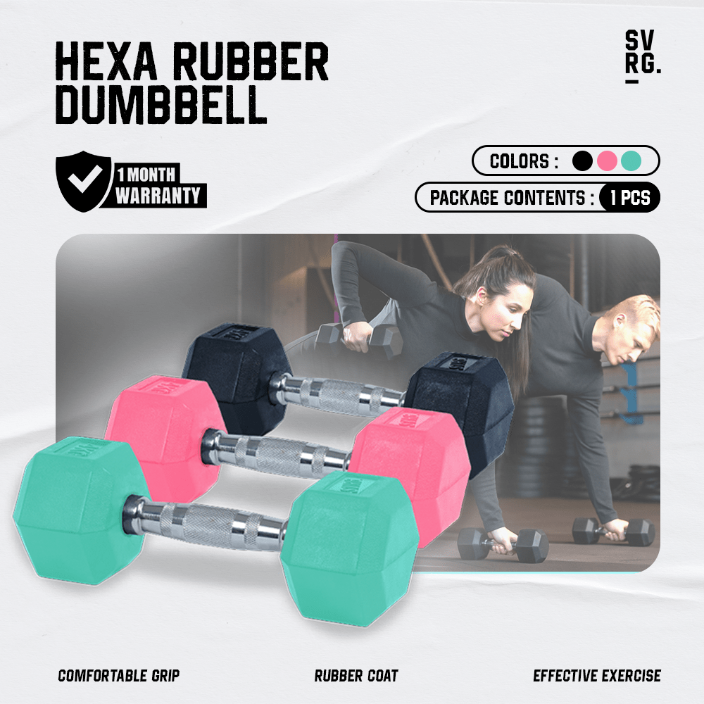 Hexa Rubber Dumbbell Pink - 2