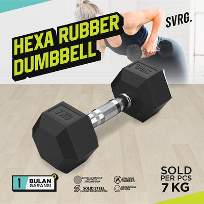 Hexa Rubber Dumbbell Black - Rubber Dumbbell Dumble Barbell