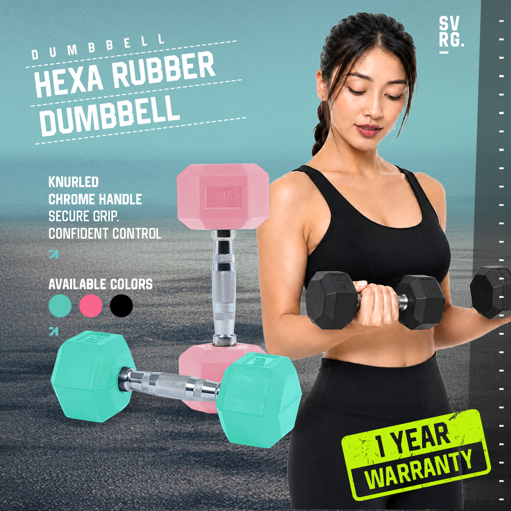 Hexa Rubber Dumbbell Black