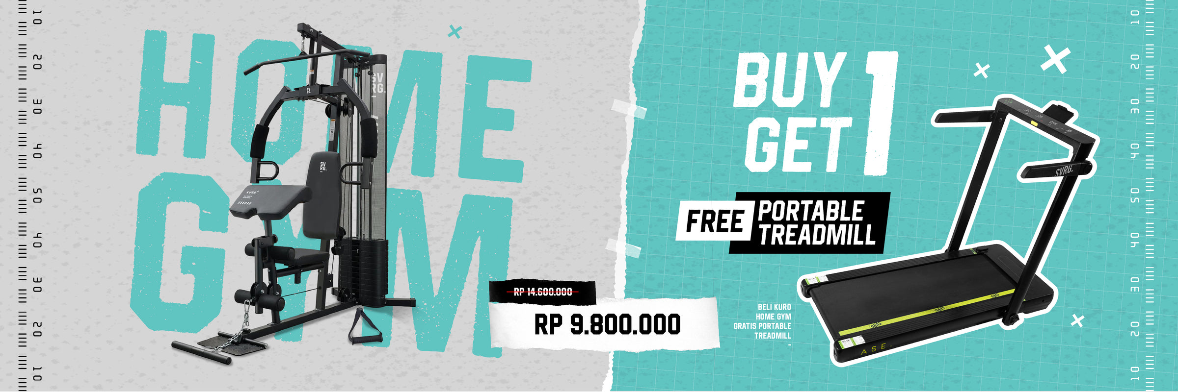 buy 1 get 1 kuro home gym + treadmill