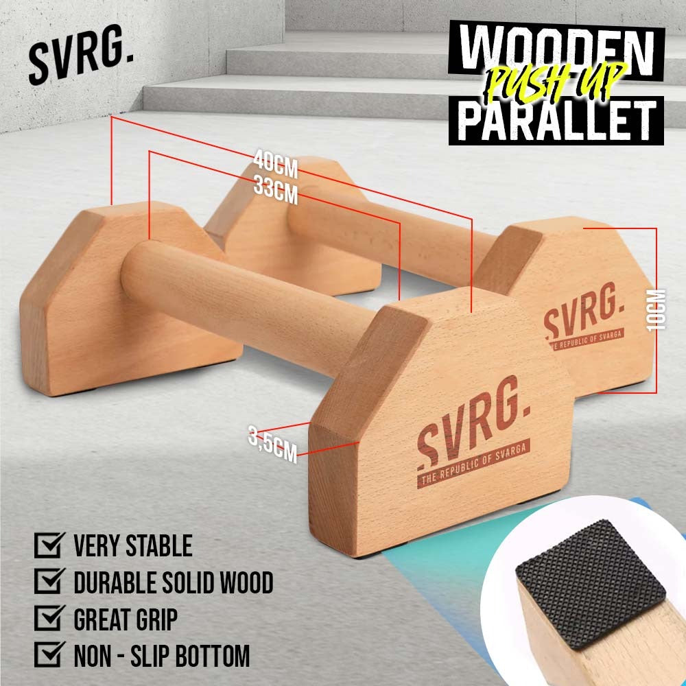 SVRG. Wooden Parallettes - Paralet Kayu - Push Up Bar - Fitness & Gym