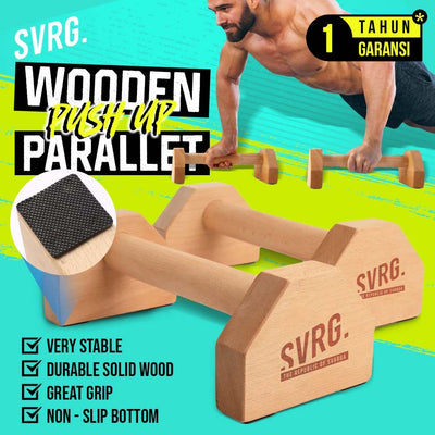 SVRG. Wooden Parallettes - Paralet Kayu - Push Up Bar - Fitness & Gym