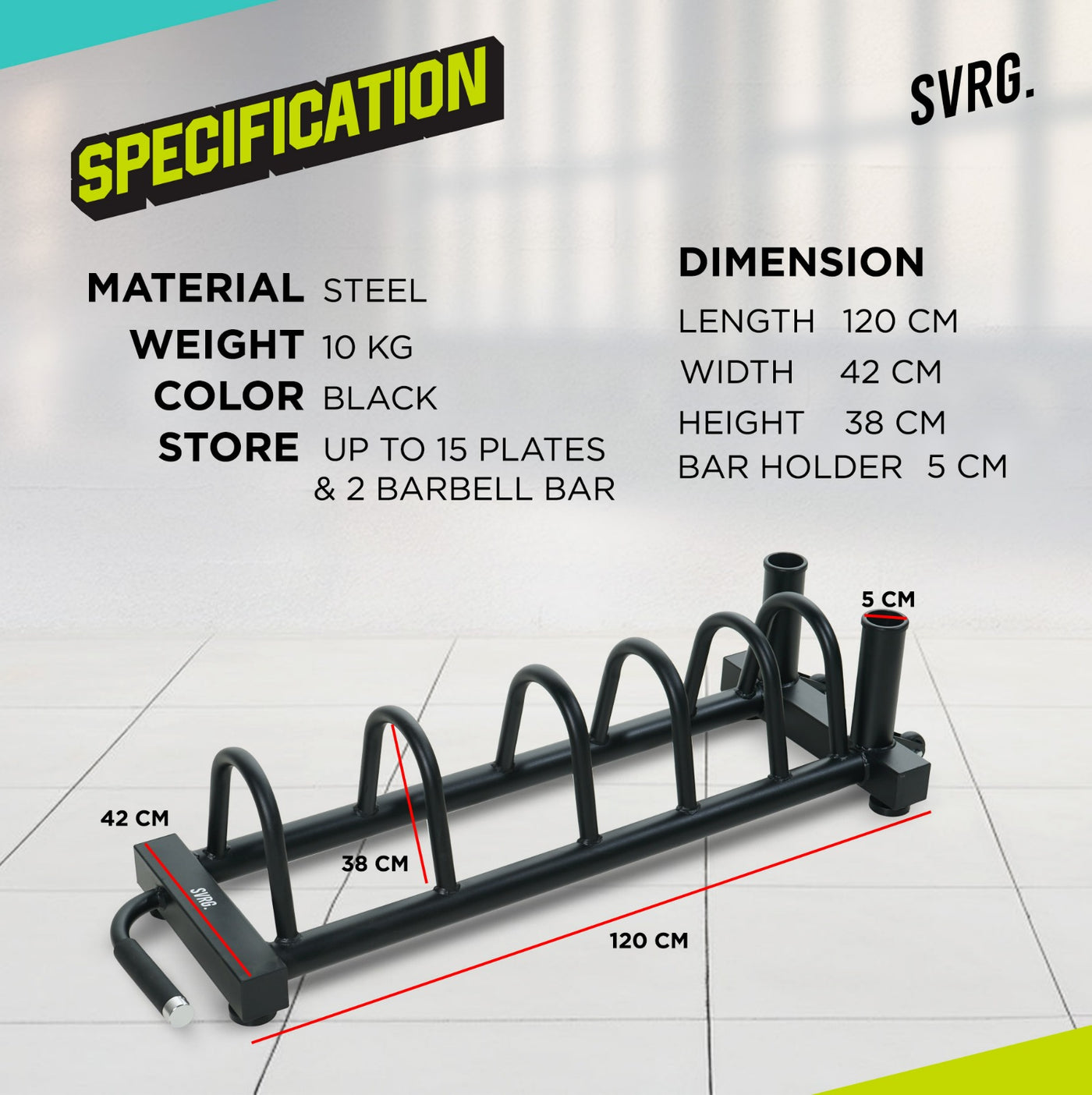 Horizontal Rack Bumper Plates Barbell Bar Rak Storage Mendatar