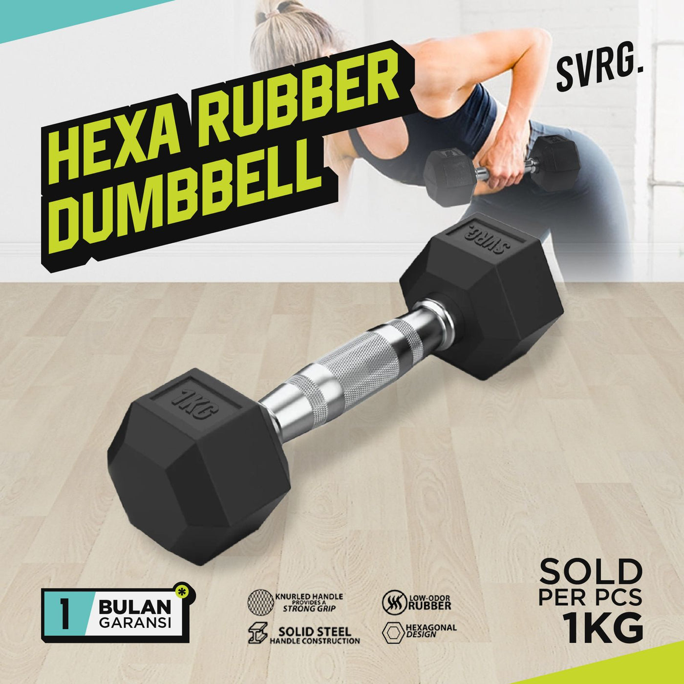 Hexa Rubber Dumbbell Black - Rubber Dumbell Dumble Barbell