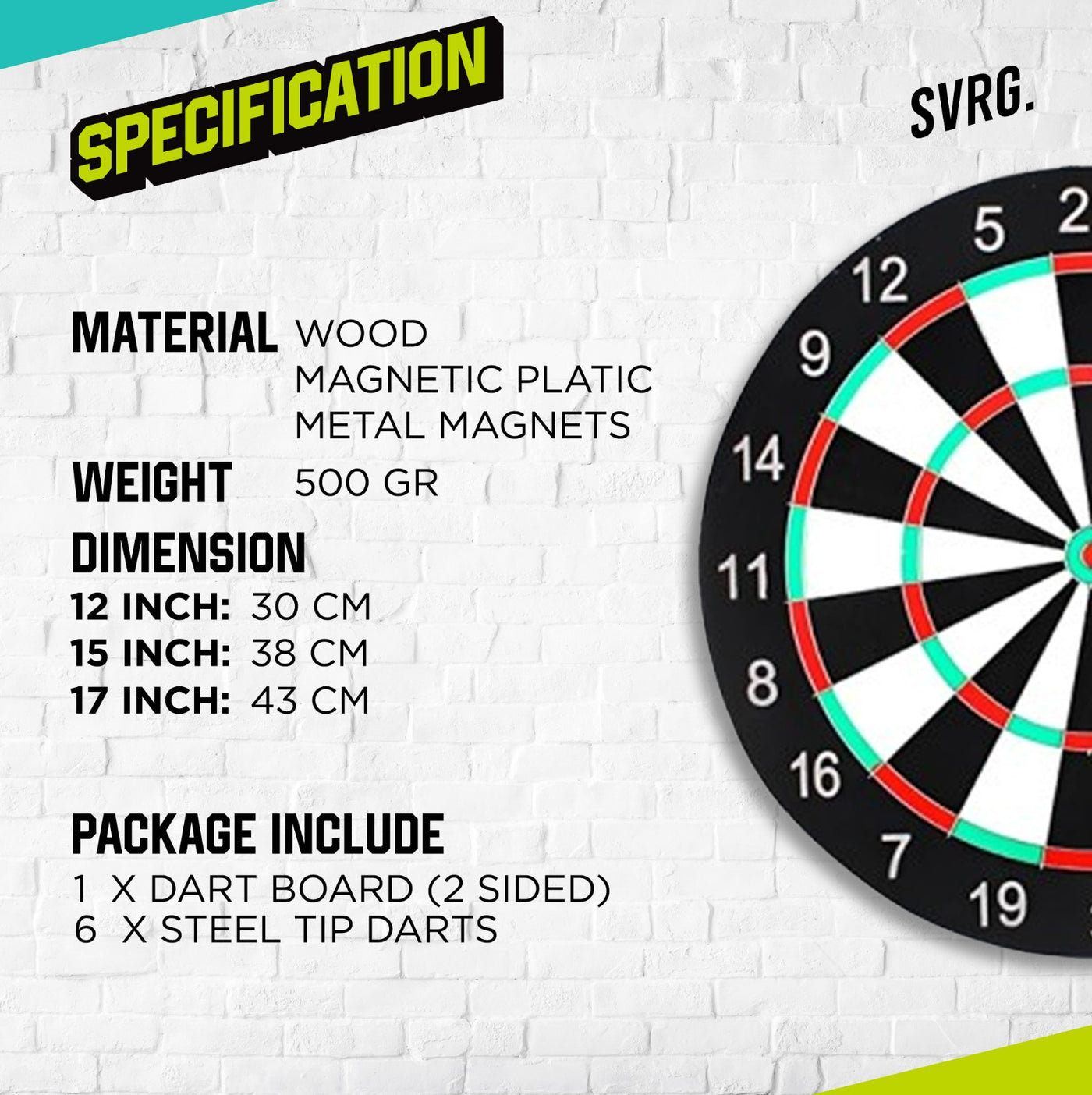 Dart Board Target Double Side