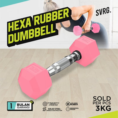 Hexagonal Dumbbell Pink - Rubber Dumbell Dumble Barbell