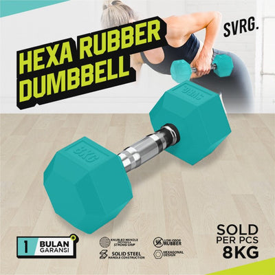 Hexagonal Dumbbell Turquoise - Rubber Dumbell Dumble Barbell