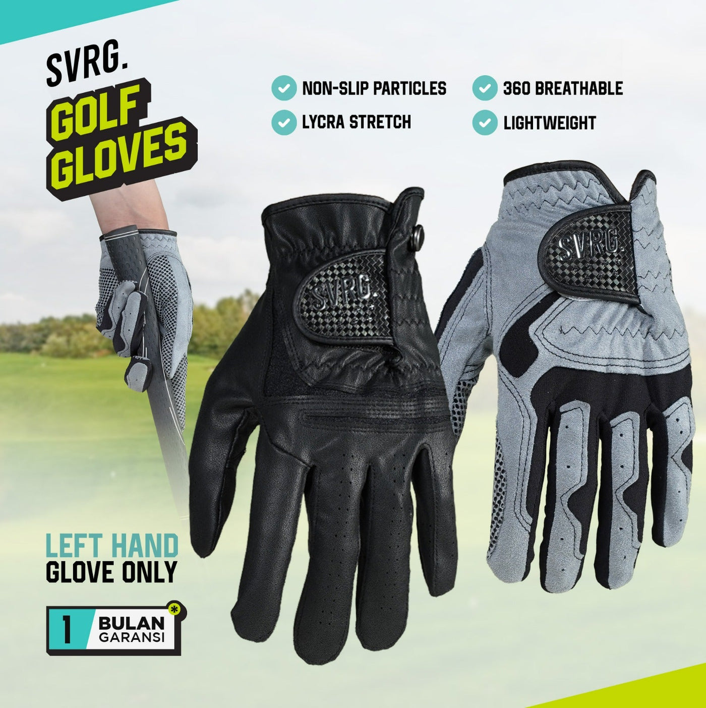 Golf Gloves Premium Sarung Tangan Golf Kiri Anti Slip Bahan Fabric and Synthetic Leather