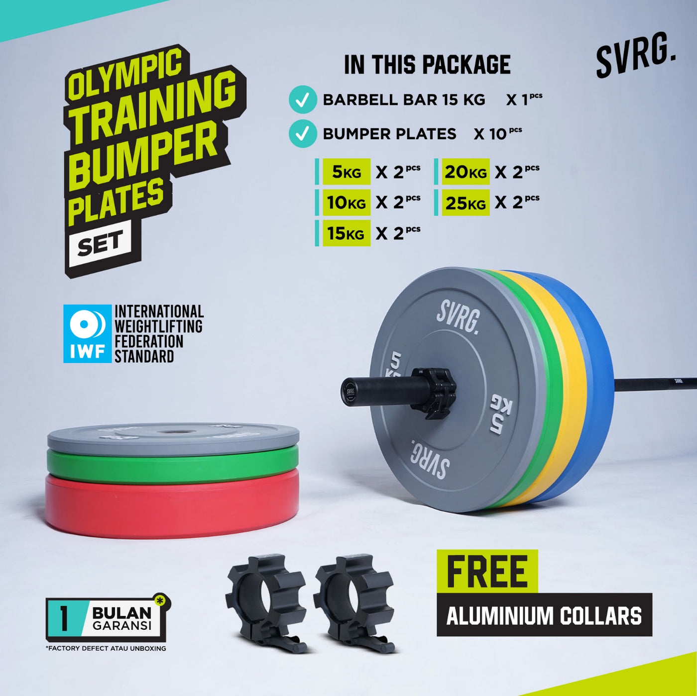 Svarga Olympic Barbell Set – Bar - Dumbbells - Bumper Plates