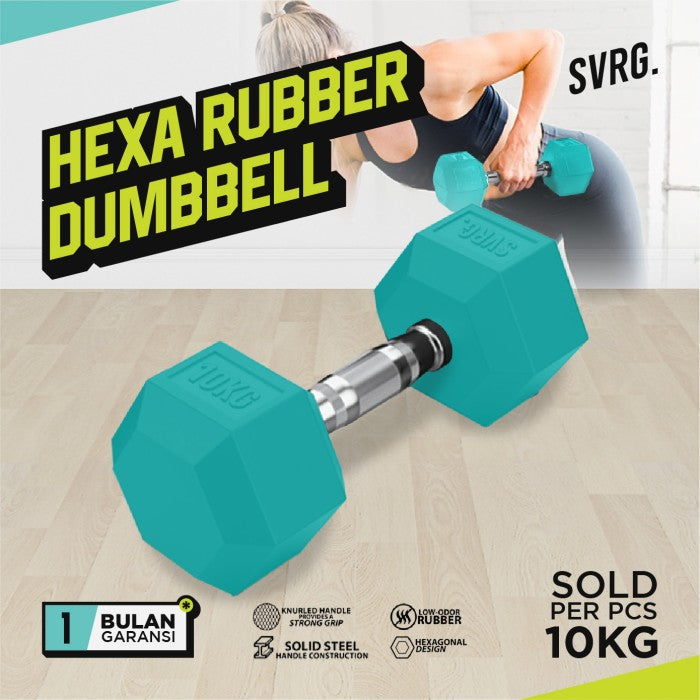 SVRG. Hexagonal Dumbbell Turquoise - Rubber Dumbbell Dumble Barbell