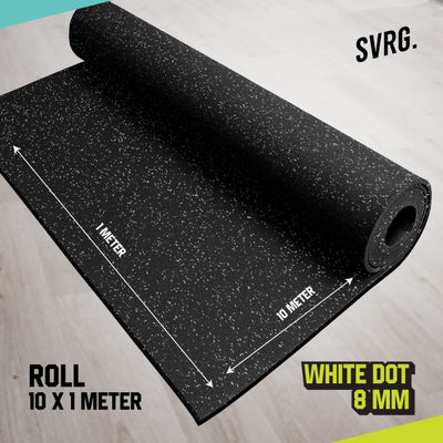 SVRG Rubber Flooring Karpet Gym Roll Lantai Fitness Bintik Putih 1M x 10M