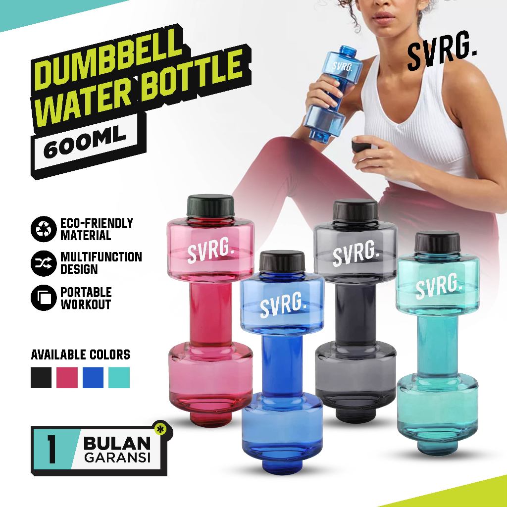 Svarga Dumbbell Water Bottle - Sports Drinking Bottle - Dumbell Barbell 0.6l