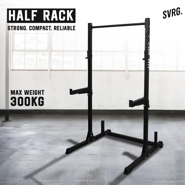 SVRG Strength Pack – Power Rack / Half Rack, Barbell 15kg, Bench, Plates 25kg | Gym Rumah - 1