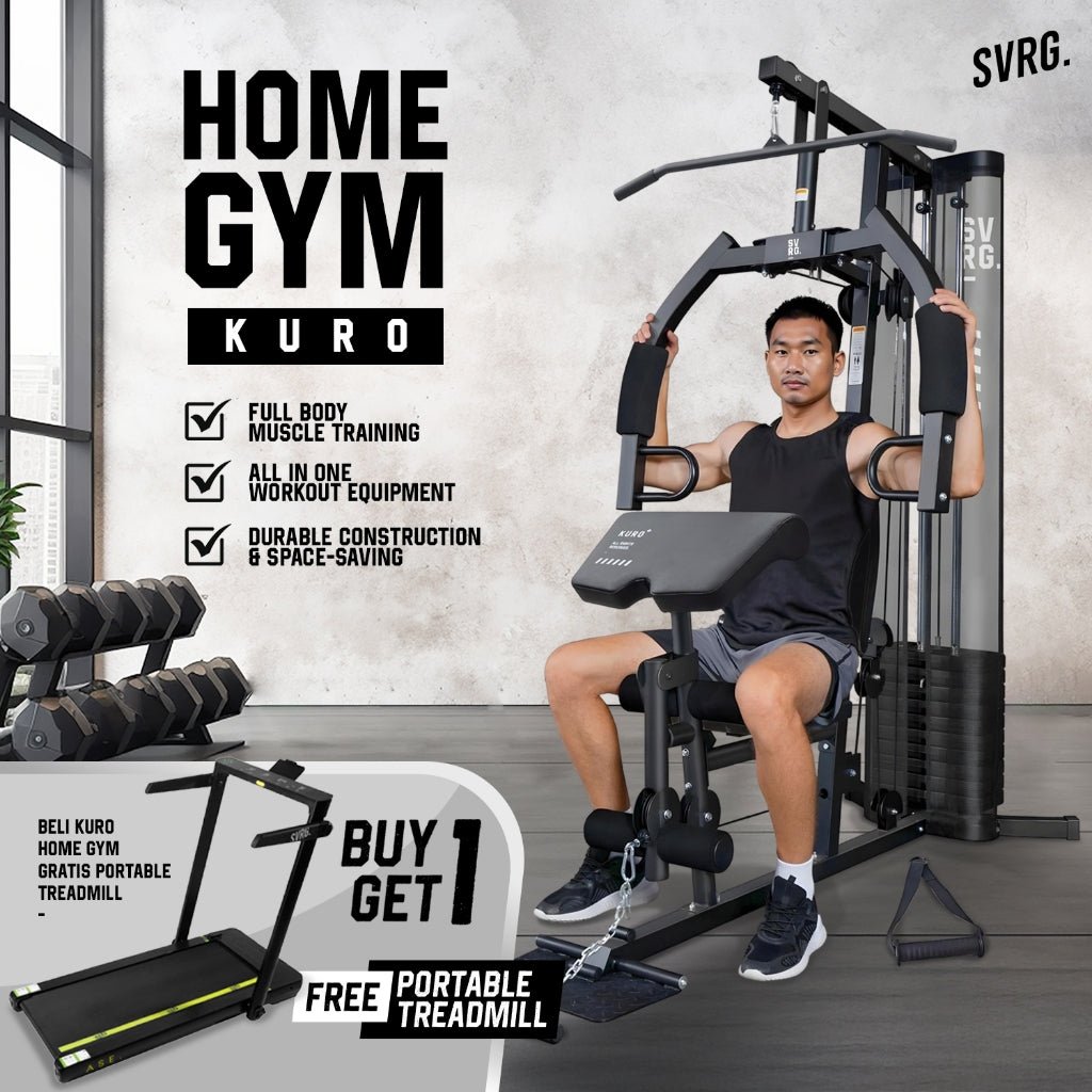 Buy 1 Get 1 Kuro Home Gym & 2 In 1 Treadmill & Walking Pad