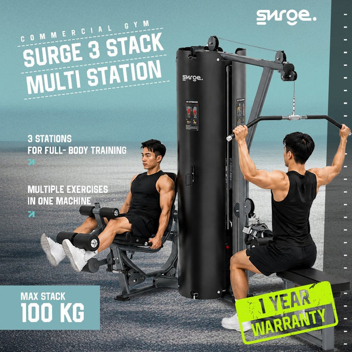 SURGE 3 Stack Multi Station Machine | Commercial Gym 3 Station 300KG Weight Stack