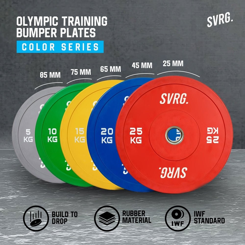 SVRG - Olympic Training Bumper Plates Calibrated Bumper Change Plate 2.0  - 5Kg 10Kg 15Kg  - Weight Rubber Plates - Piece & Pair