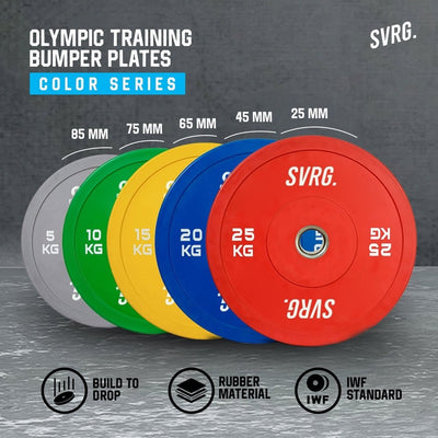 SVRG - Olympic Training Bumper Plates Calibrated Bumper Change Plate 2.0  - 5Kg 10Kg 15Kg  - Weight Rubber Plates - Piece & Pair