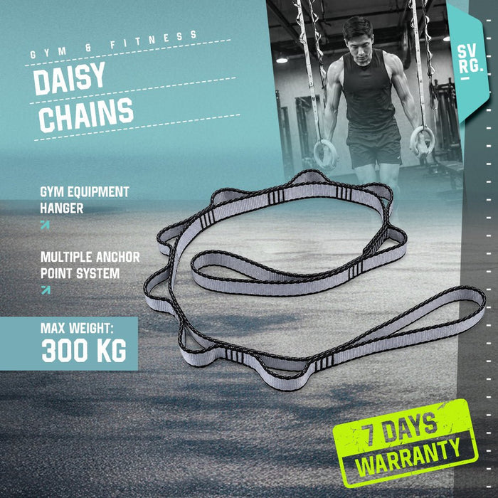 SVRG Daisy Chains Strap Gym Equipment Hanger 300KG | Multiple Anchor Point Strap for Gym Rings, Yoga Hammock, Suspension Training
