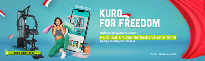 Promo Merdeka SVRG 'Kuro for Freedom': Belanja di website SVRG tanpa minimum, otomatis ikut undian berhadiah Home Gym. Periode 18 Juli – 16 Agustus 2025.