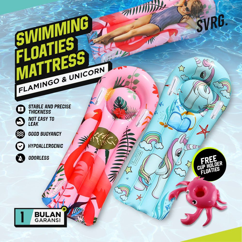 Swimming Floaties Flamingo & Unicorn Mattress (FREE CUP HOLDER)