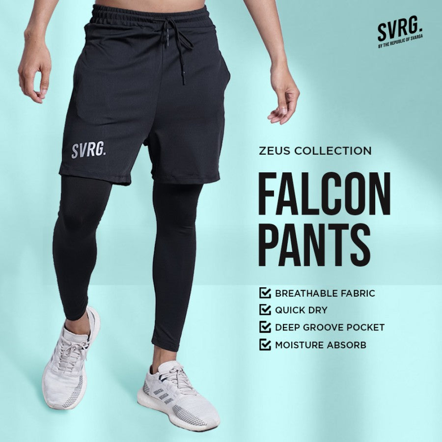 Falcon Pants - Celana Compression - Legging Sport Pria 2 in 1