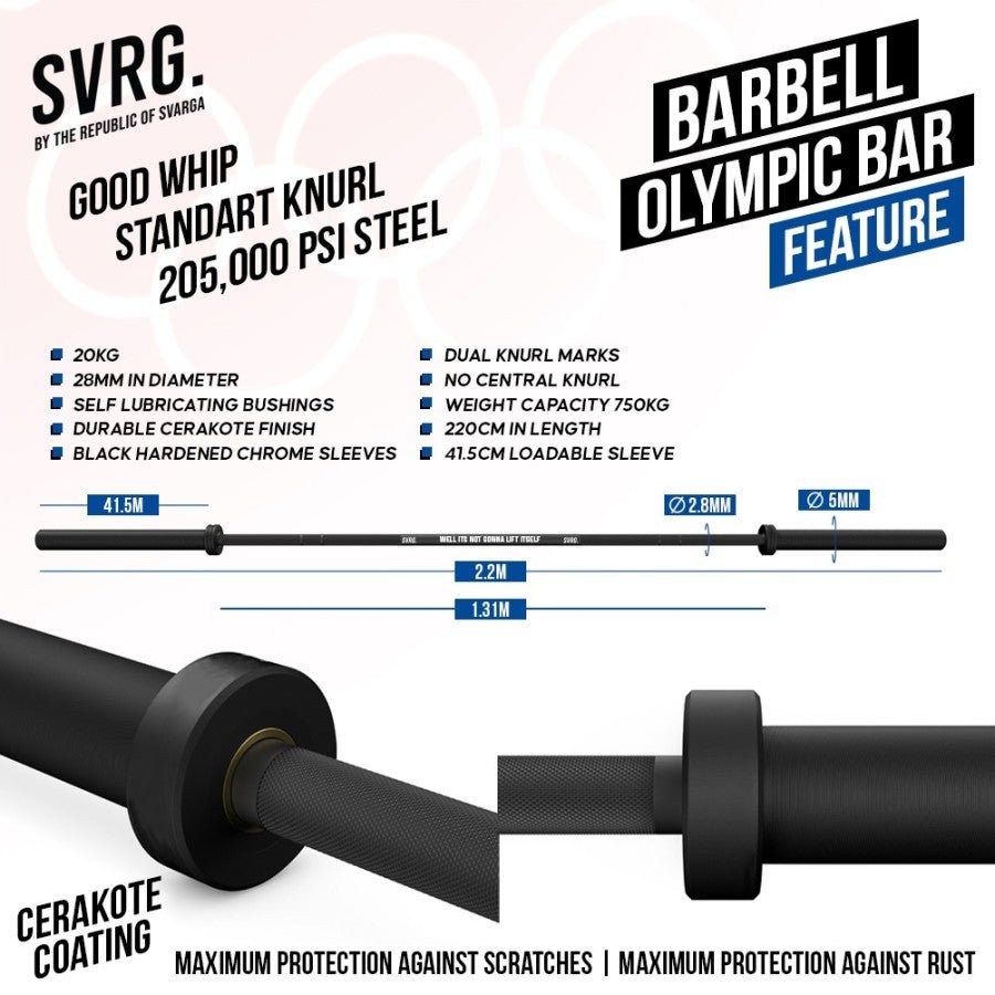 Premium 20kg Olympic Barbell – Strong, Rust-Proof & Durable