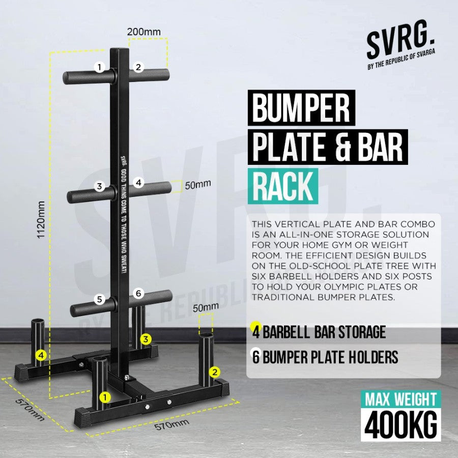Bumper Plate & Bar Rack - Rak barbell bar - bumper plates